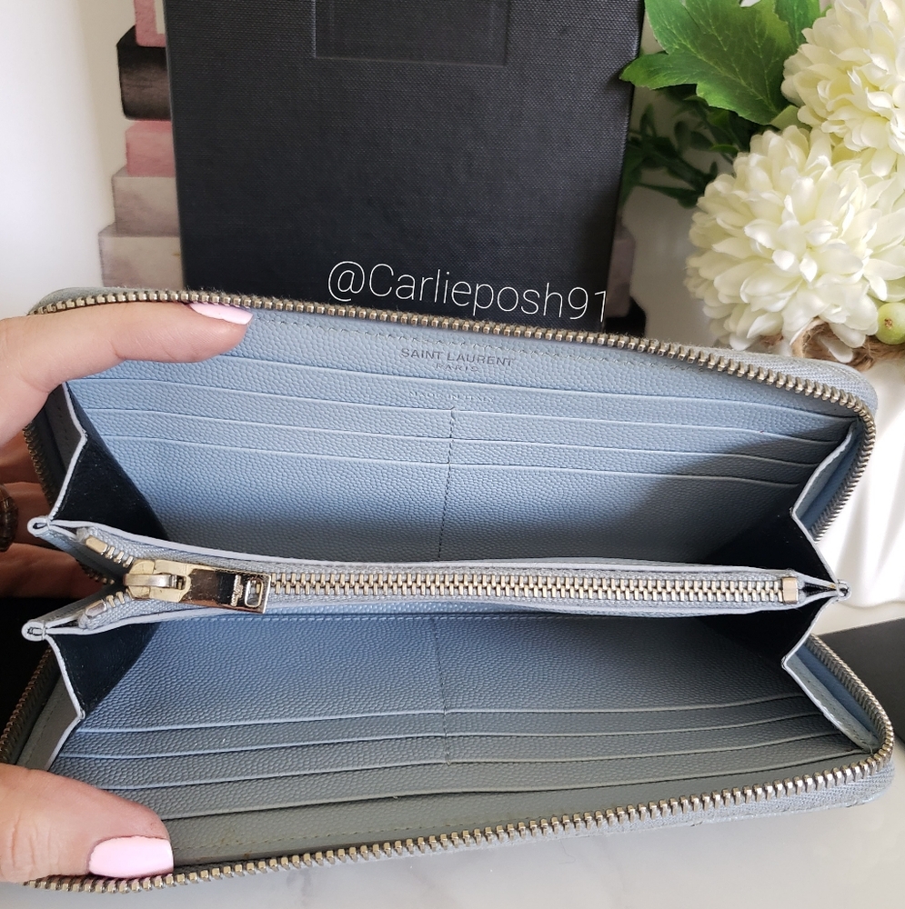 Authentic Pre-owned Yves Saint Laurent Grain De Poudre Chevron Long Wallet - Picture 5 of 11